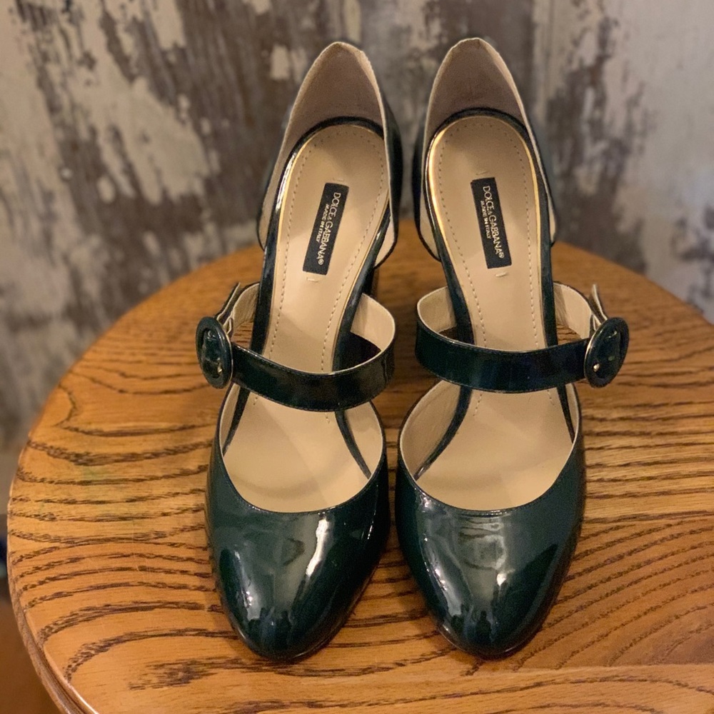 Dolce & Gabbana Forest Green Mary Jane Sz40 Heels